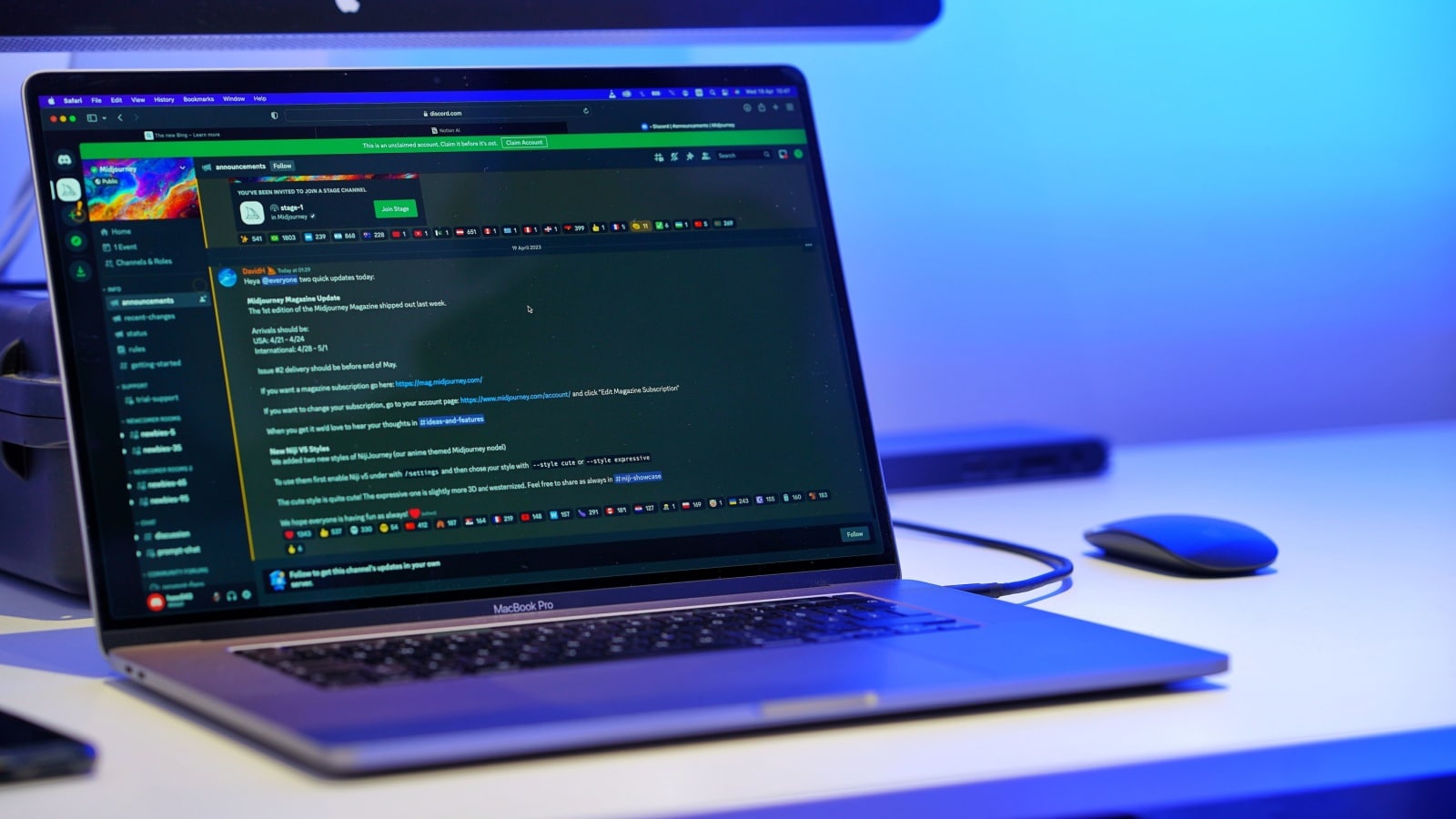 A laptop open showing the Discord app to represent how to make a Discord server.