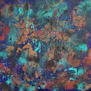 An abstract art work by Melanie Allen, owner of Partners in Fire.