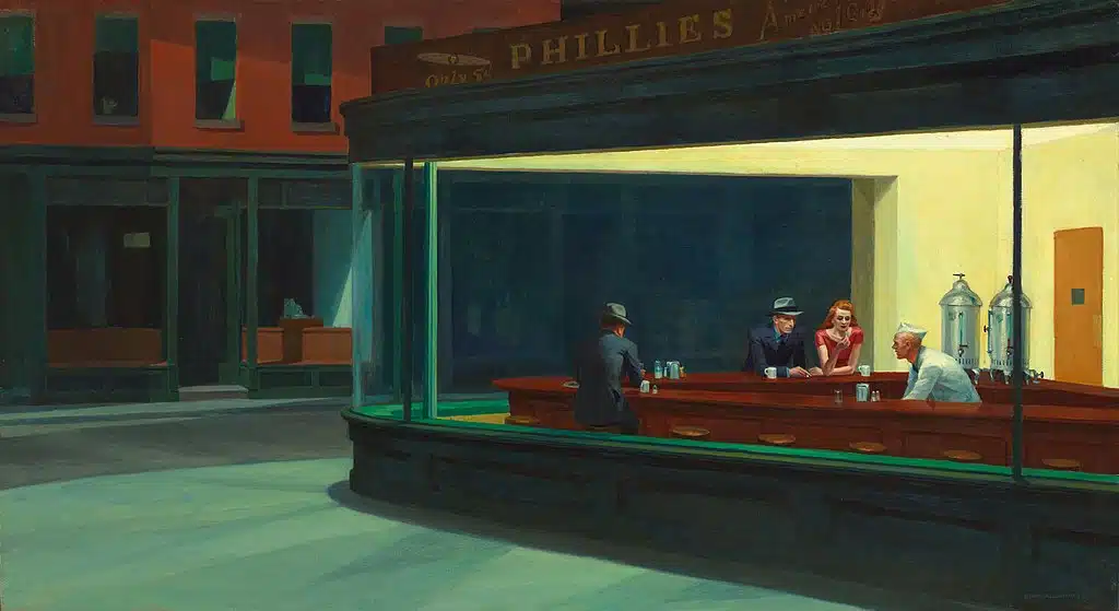 The famous painting Nighthawks by Hopper