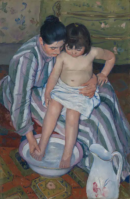 The Child's Bath by famous Impressionist artist Mary Cassatt. 