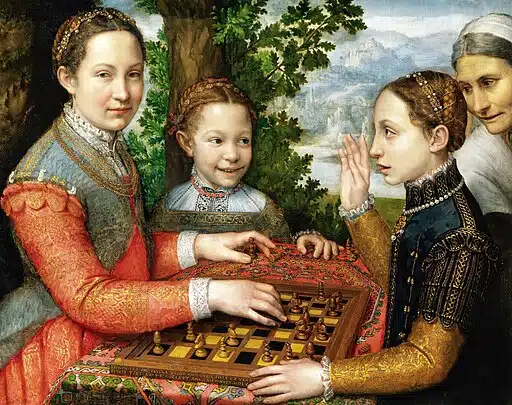 The Chess Game by Famous Female Artist Anguissola. 