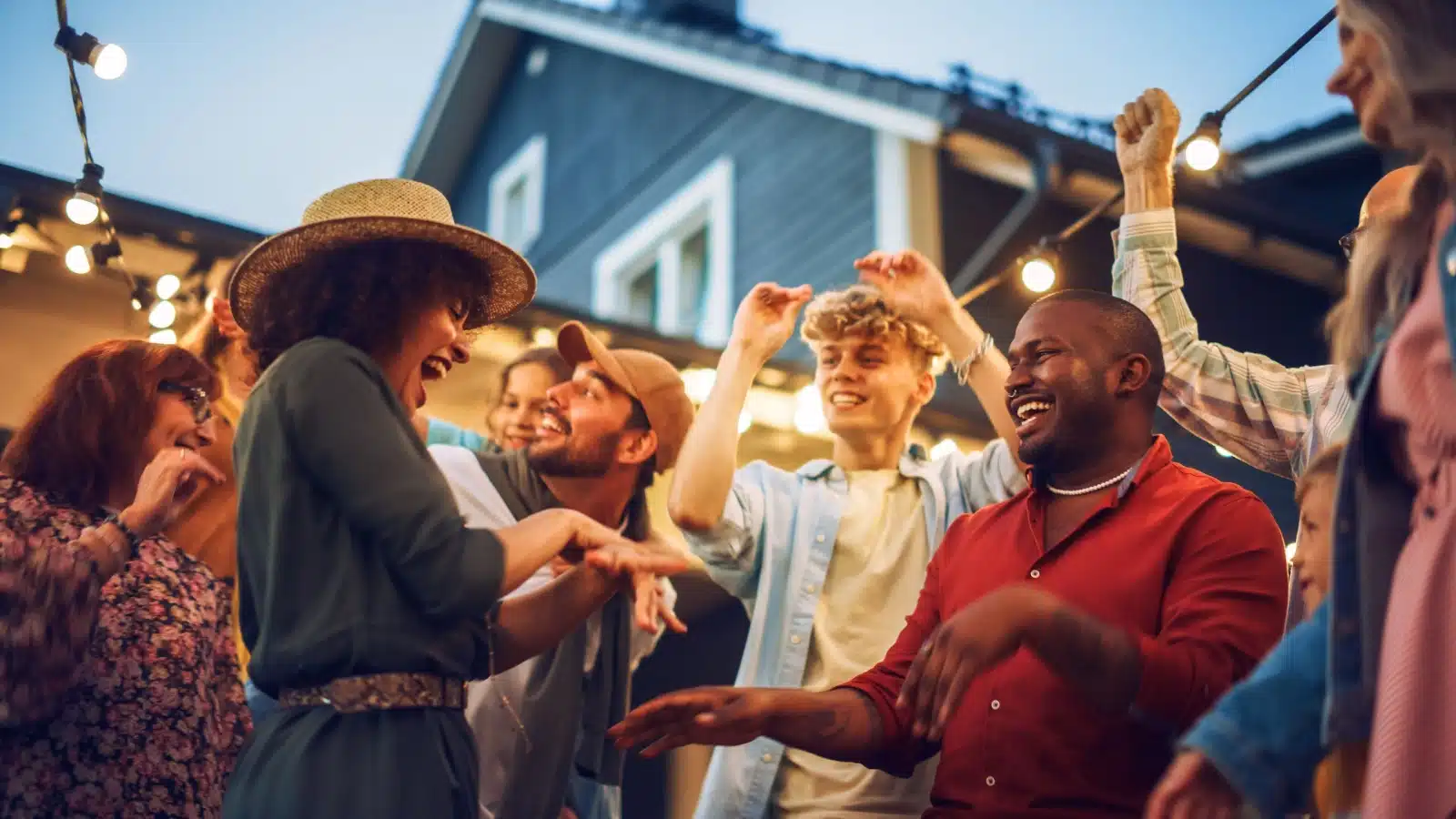Friends having a great time at a house party. 