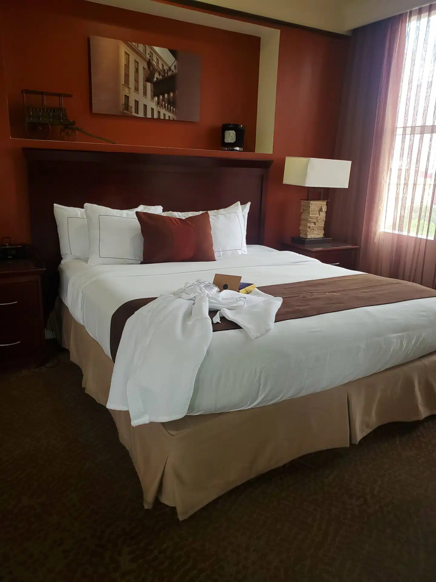 The comfy bed in the Emily Morgan Hotel. 