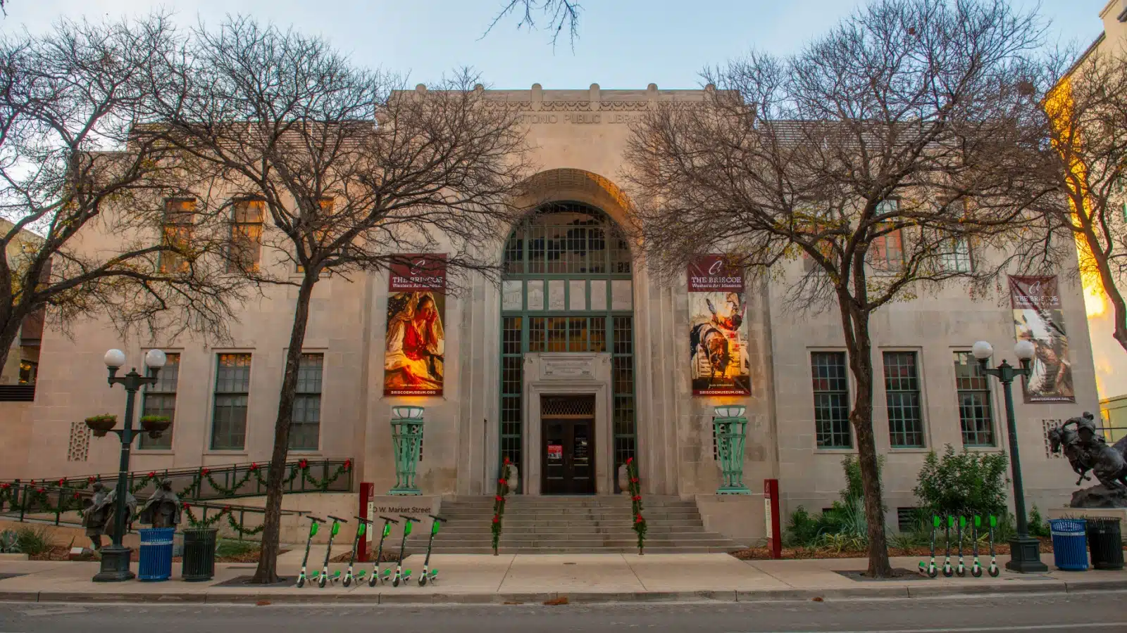 The San Antonio Art Museum at sunrise. 