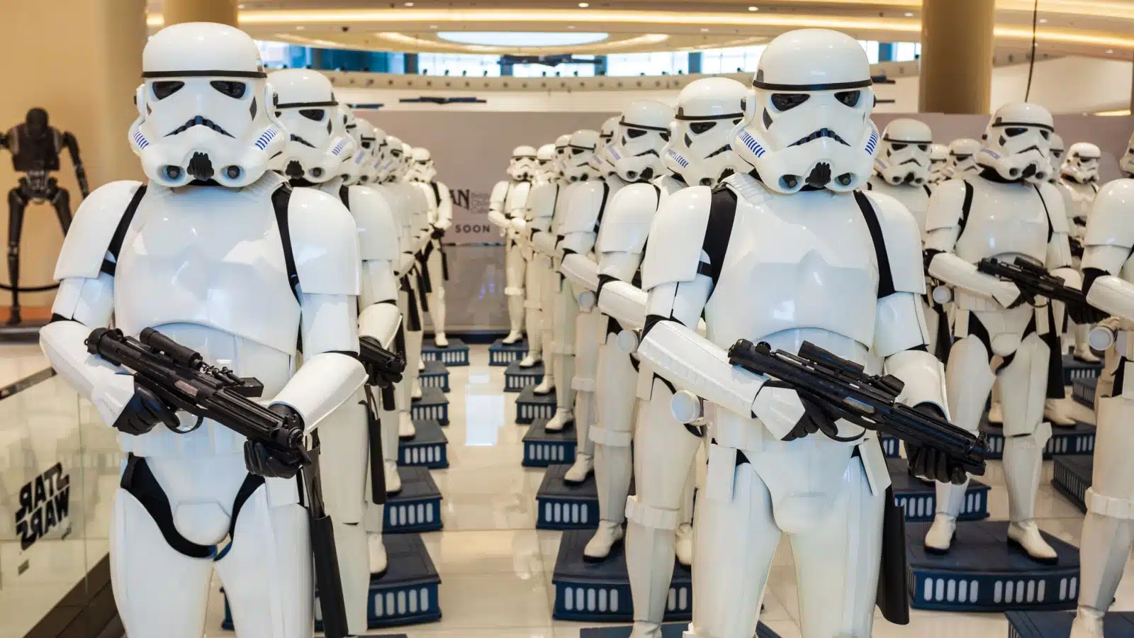 FEBRUARY 25, 2019: Star Wars character Stormtroopers in Dubai Mall in UAE