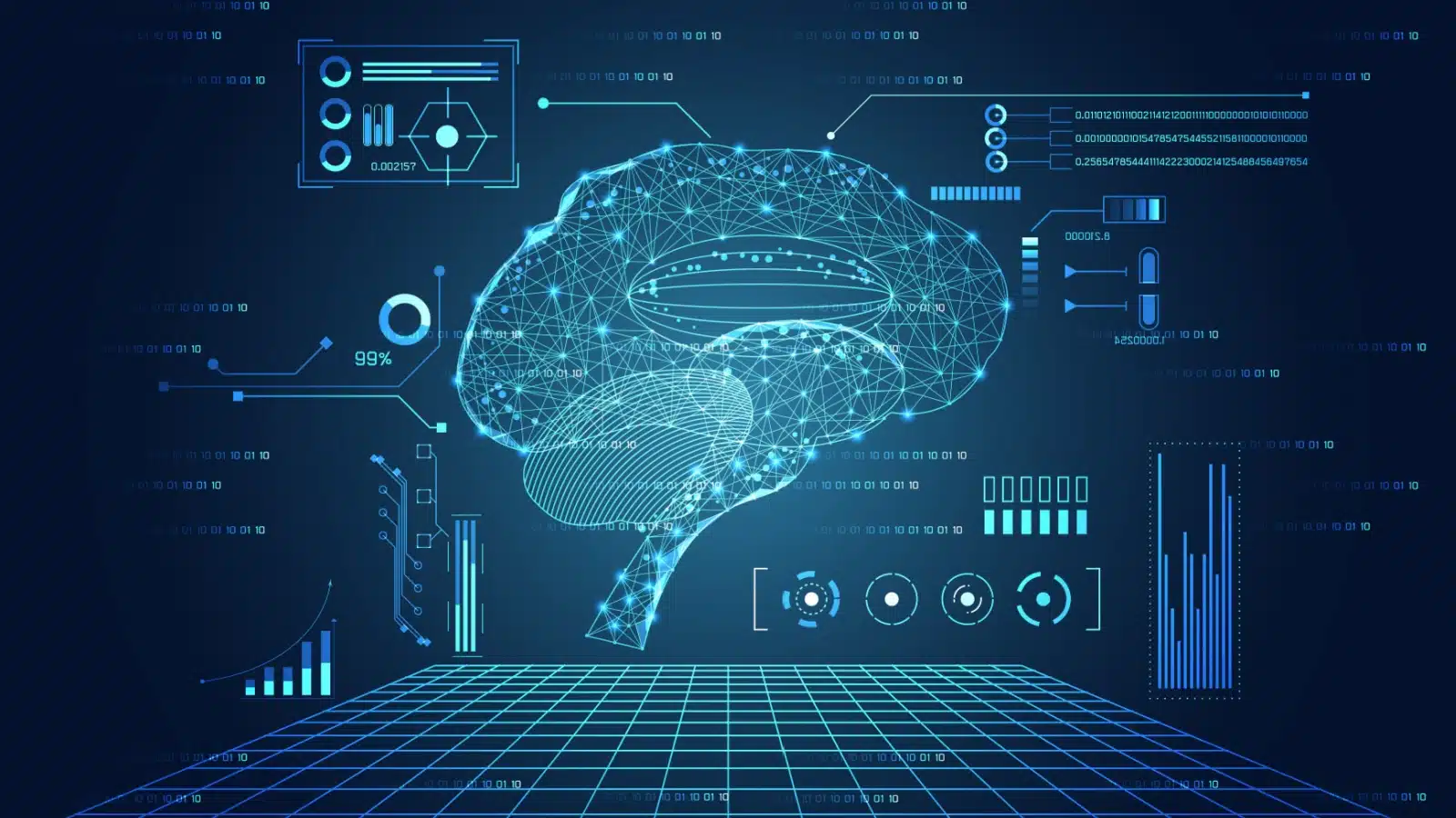 Futuristic concept of a brain imaged with technology.