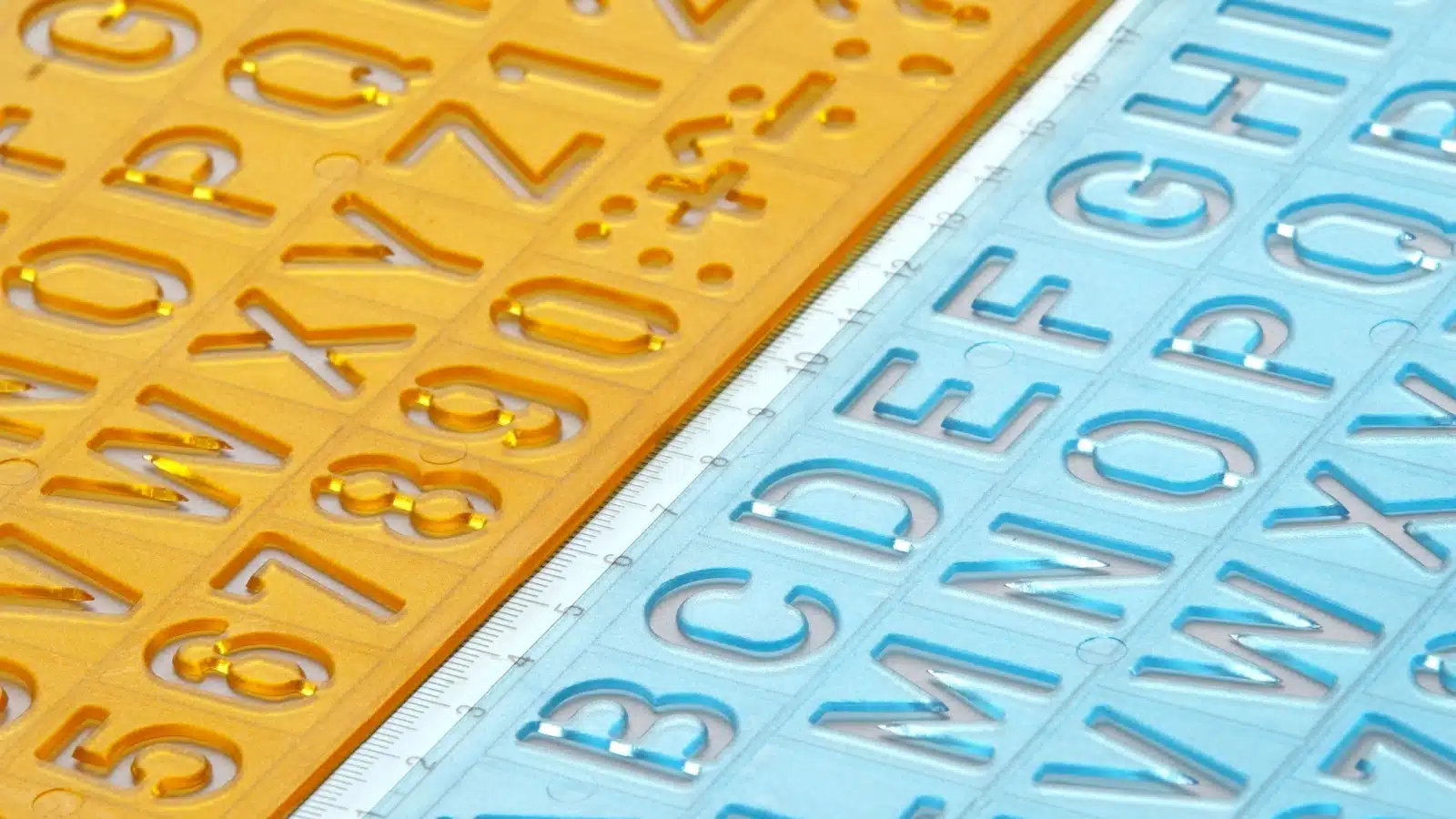 Close up of letter stencils for journaling.