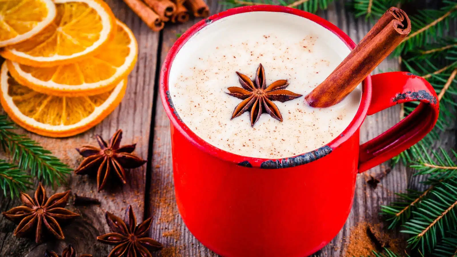 Star anise flavoring a Christmas drink.
