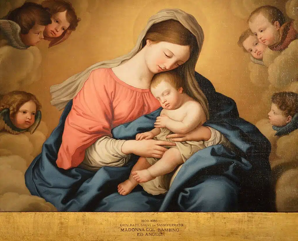 Madonna with Child and Angels - one of the most popular versions of Sassoferrato's Madonna and Child paintings.