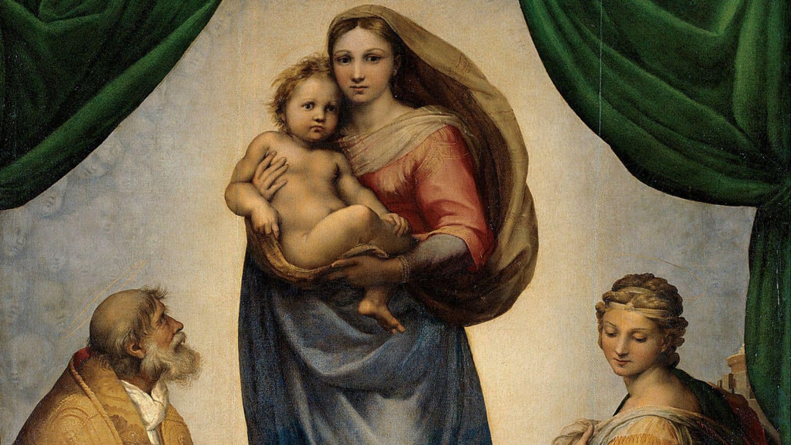 Close up of the Madonna and child from Rapheal's Sistine Madonna.