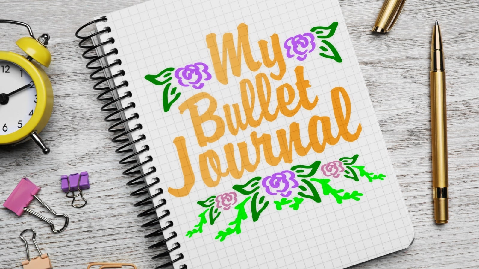 A colorful bullet journal cover to represent the many benefits of bullet journaling.