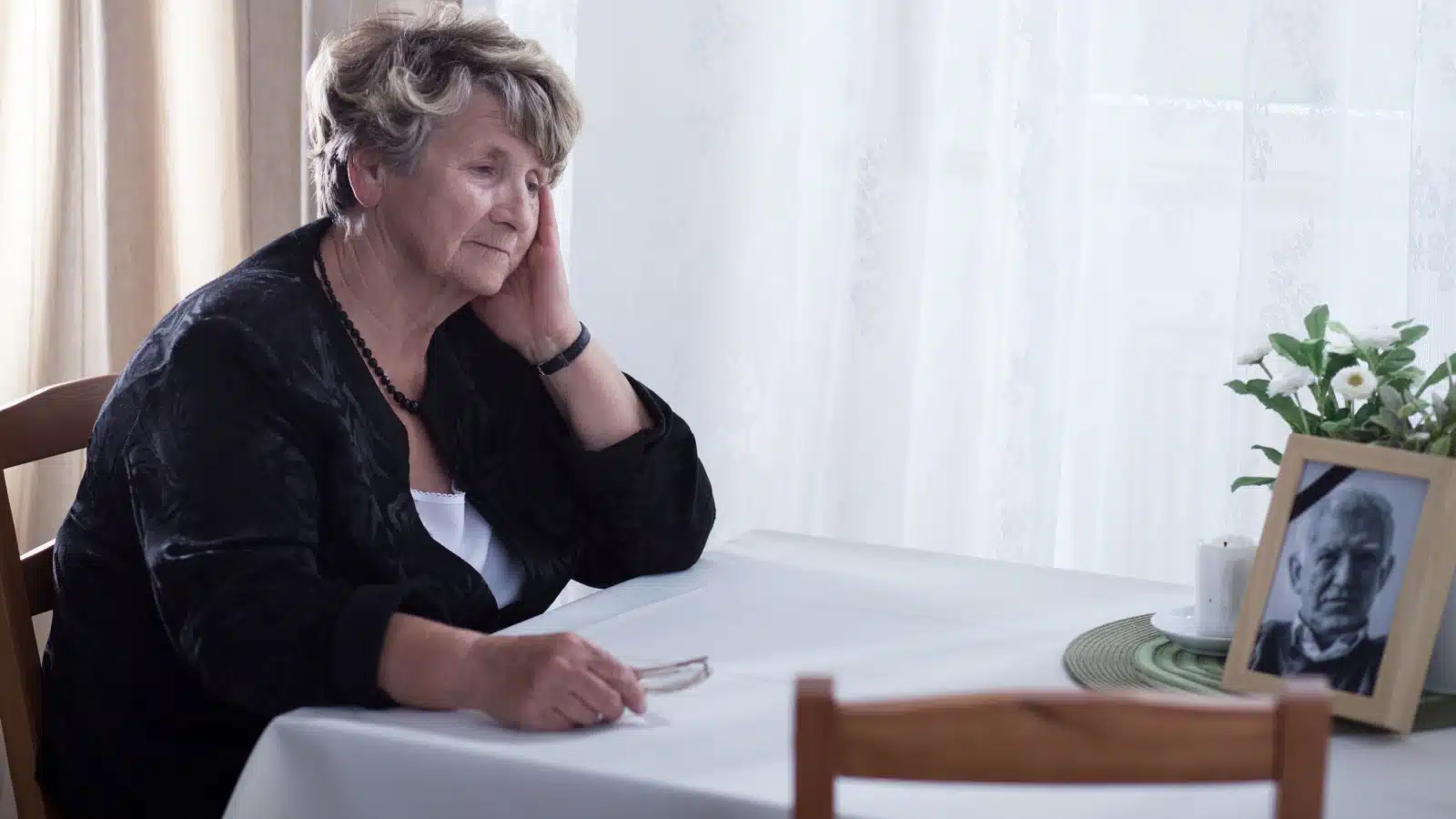 A widow mourning represents the worst things about marriage. 