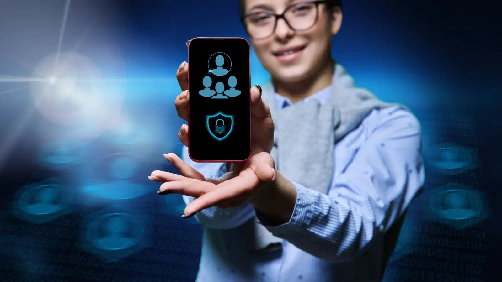 A teenager shows off his password protected phone. 