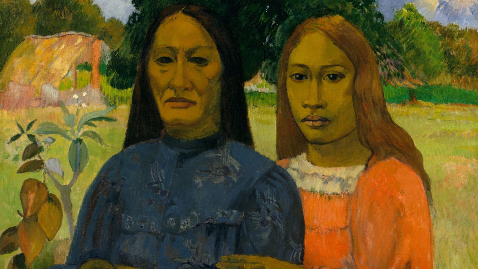 Two Women, by Paul Gauguin, 1901- 02, French Post-Impressionist painting, oil on canvas