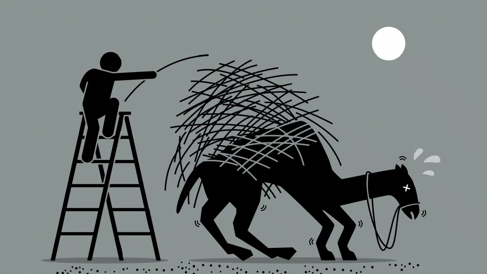 Illustration showing the straw that broke the camel's back.