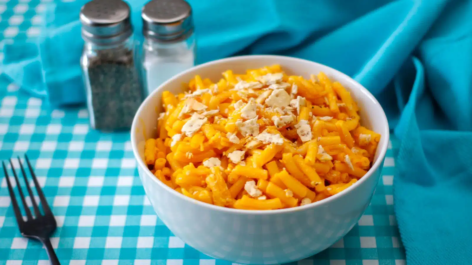 Mac and cheese transformed into tuna casserole.