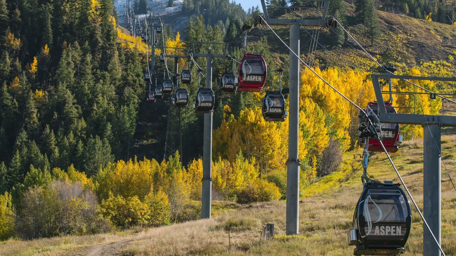 Aspen's empty ski lifts in the fall to represent Aspen's shoulder seasons.
