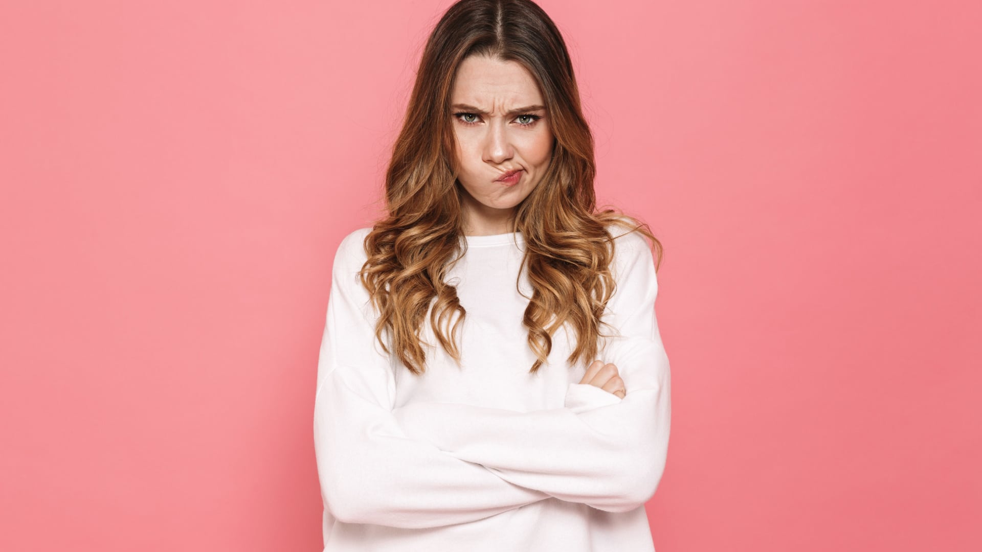 Upset annoyed woman.