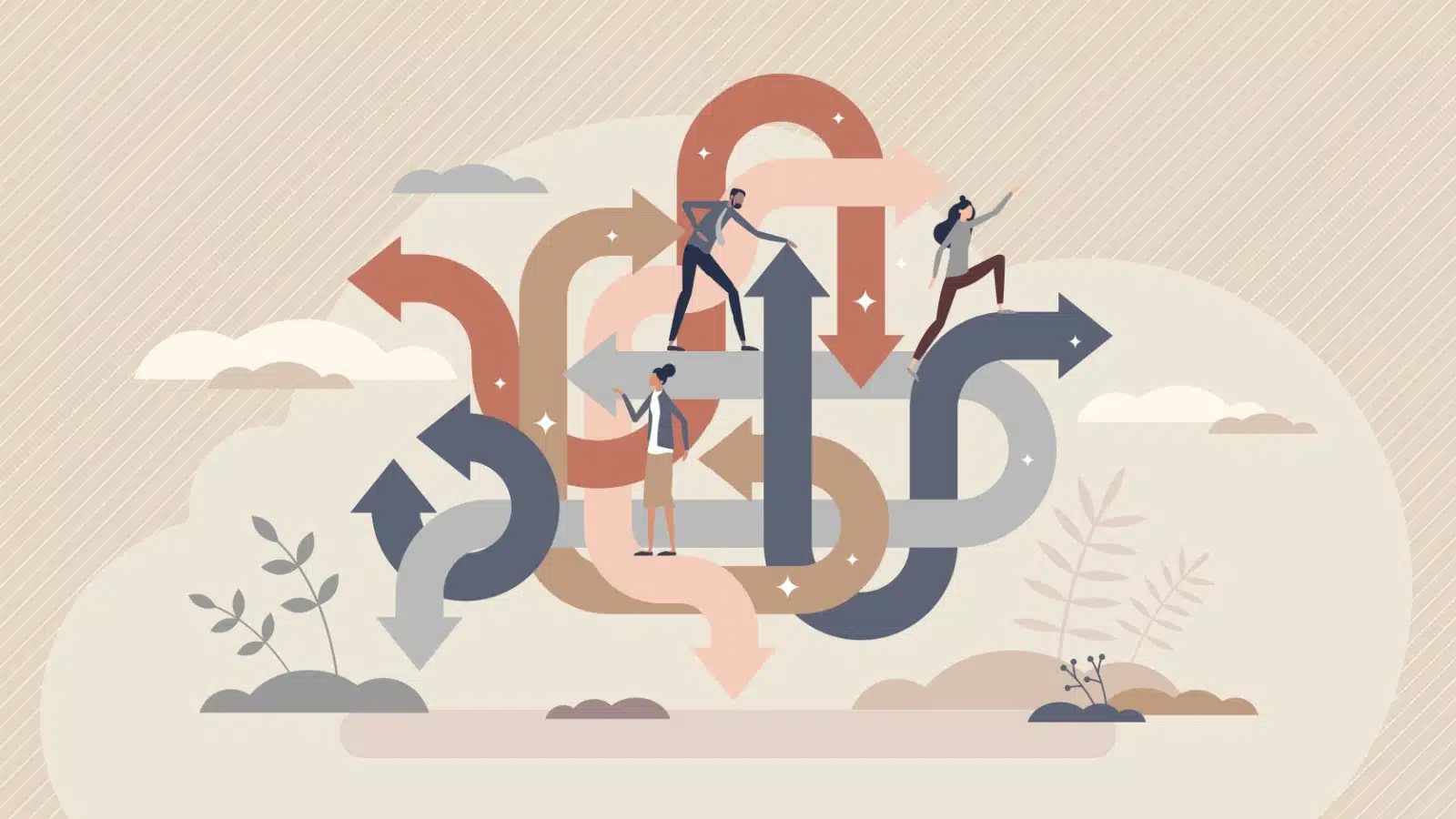 Illustration highlighting that there are many paths we can take for a happy life.