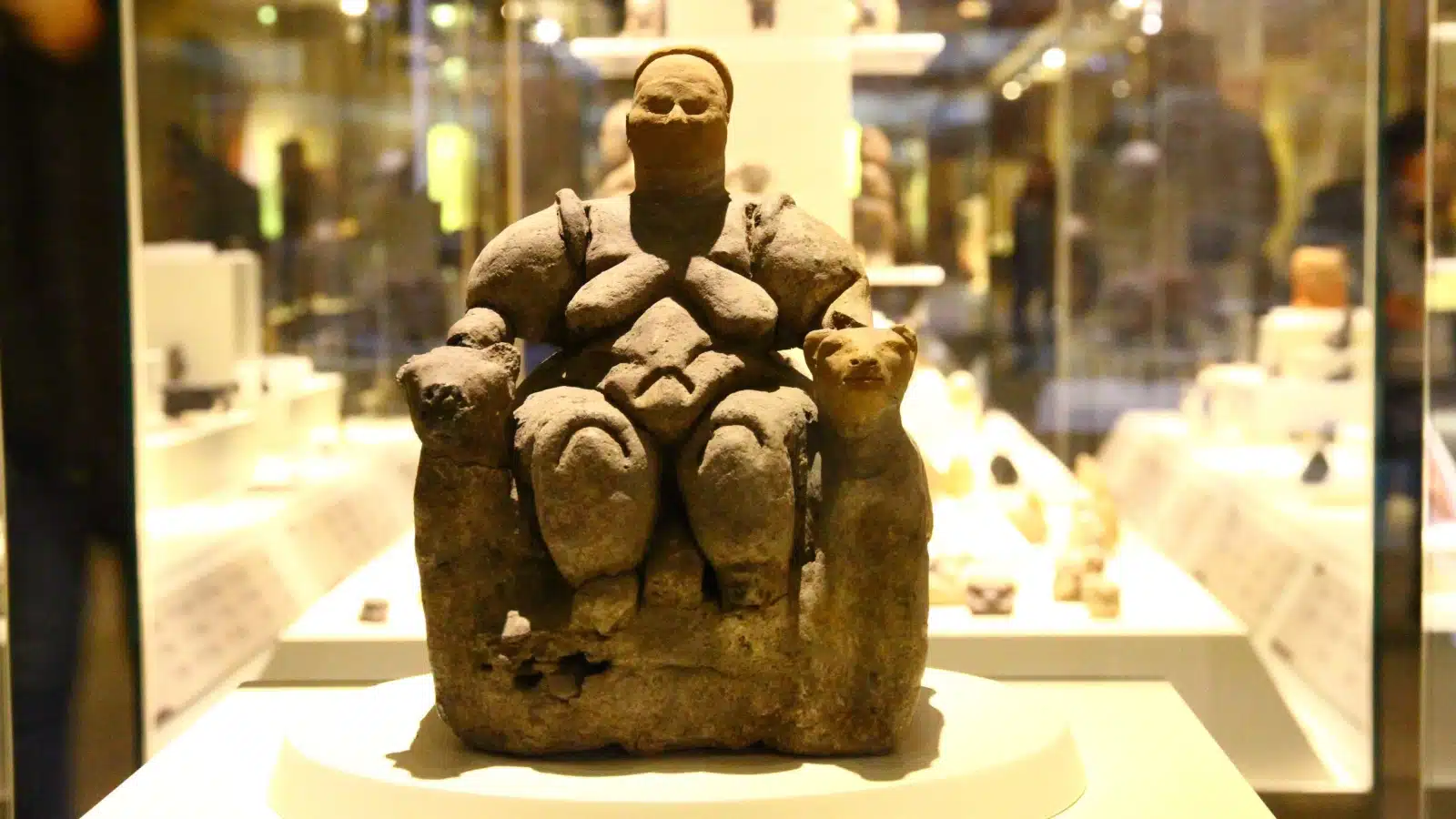 A view of the goddess figurine which was found in Catalhöyük and has been associated with both agricultural and human fertility. MUSEUM OF ANATOLIAN CIVILIZATIONS, ANKARA, Turkey.