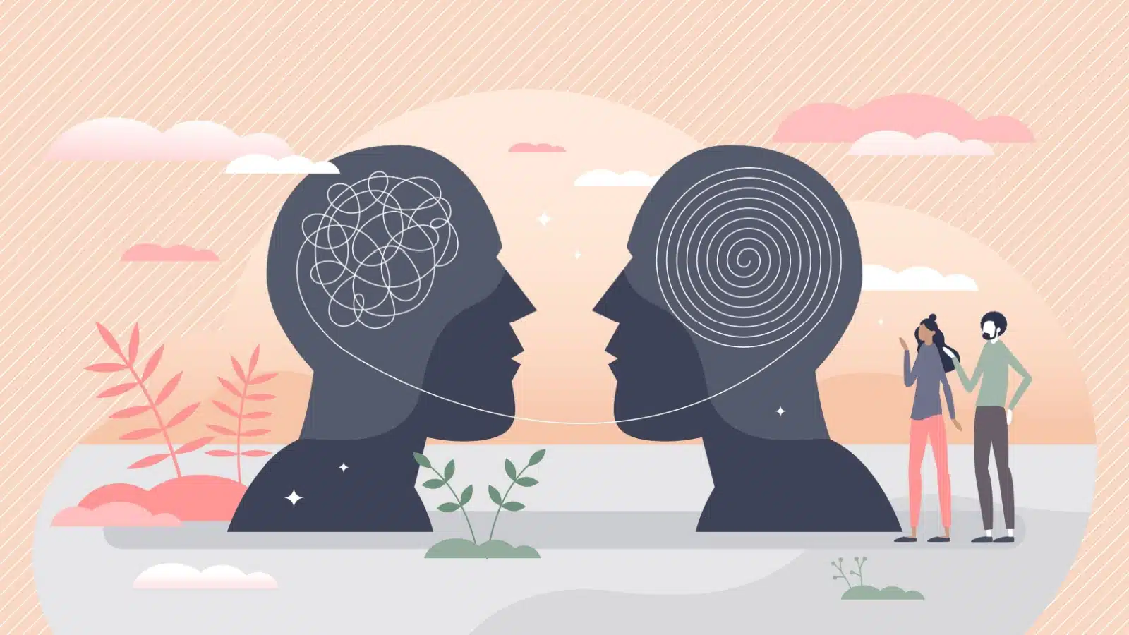 A clear mind helps straighten a jumbled mind to represent emotional support and mental health help.