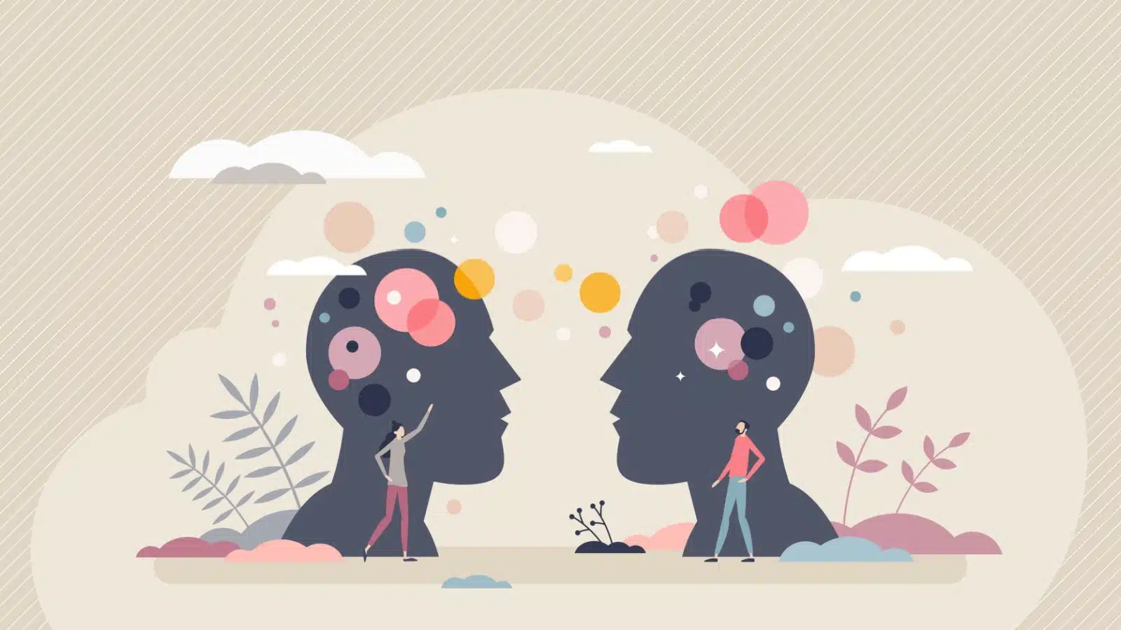 Illustration representing an empathetic emotional connection between two people.