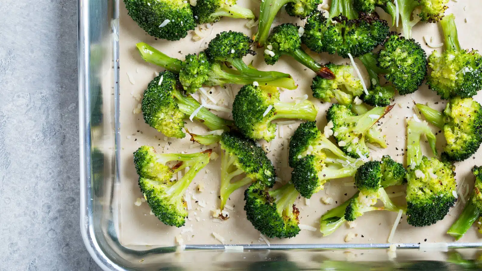 Oven roasted broccoli with cheese.