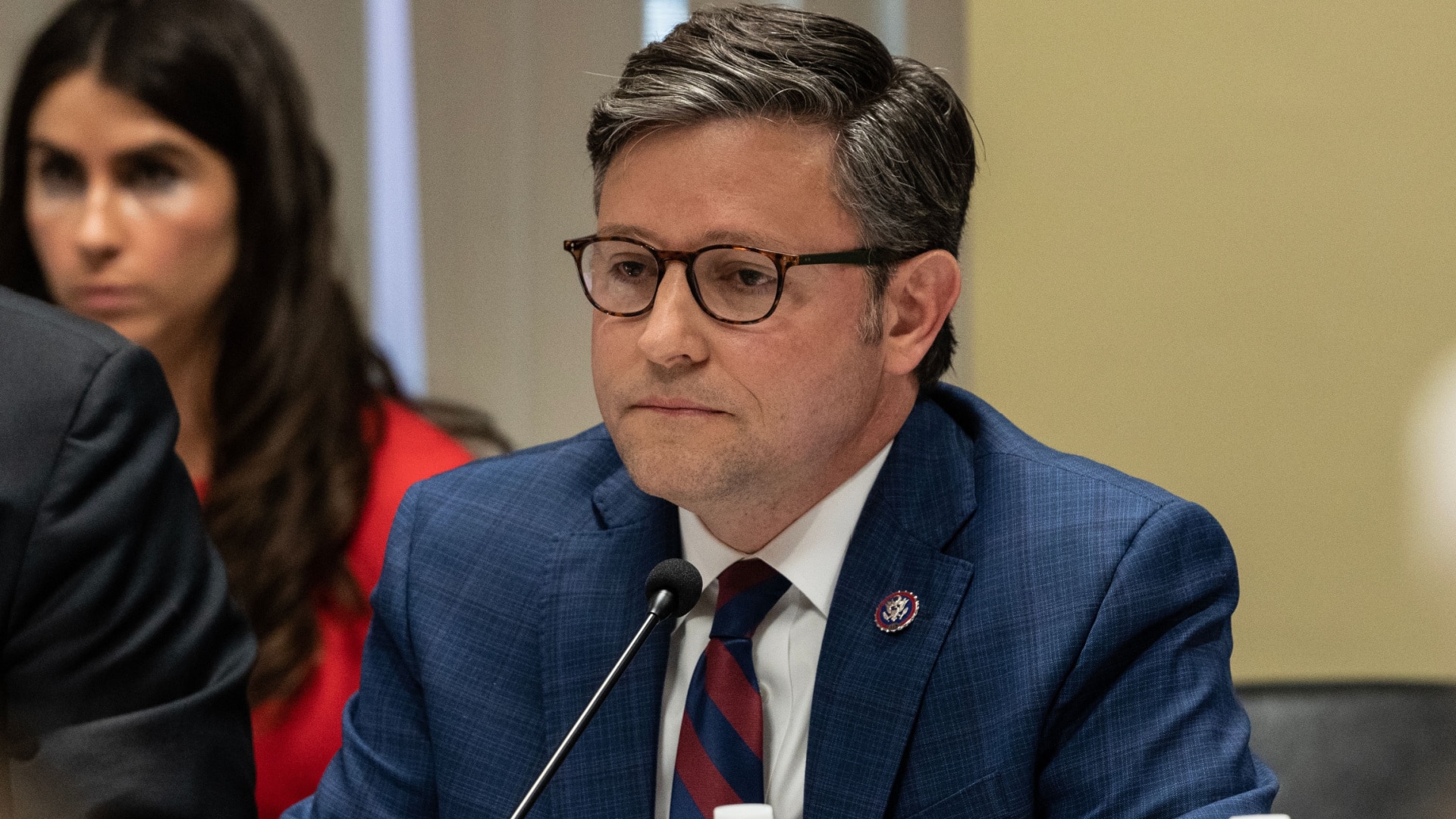 Congressman Mike Johnson sitting on a committee meeting before his election as speaker of the house.
