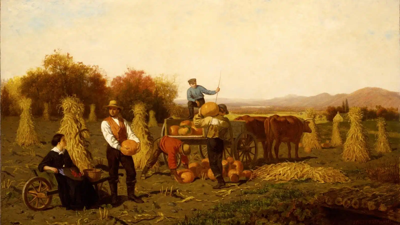 October by John Whetten Ehninger, a vintage fall painting - oil on canvas.