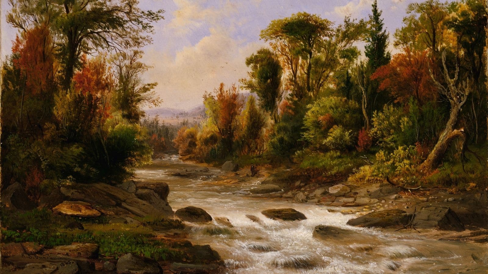 The Autumn painting On the St. Annes East Canada by Robert Seldon Duncanson 1863-1865.