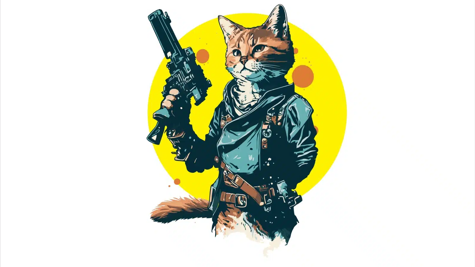 A roguish looking cat hero embodies the individualism of chaotic good.