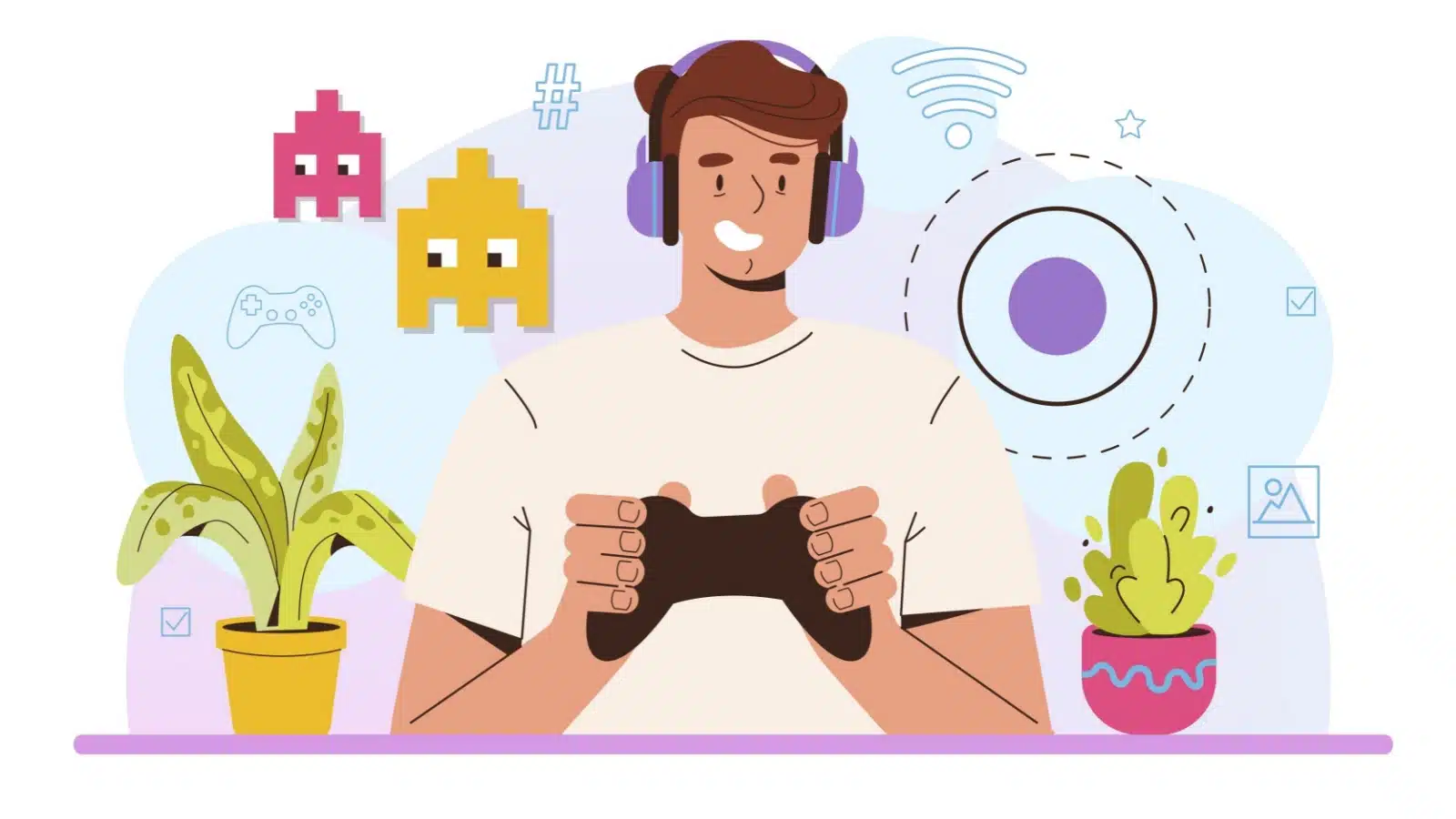A cartoon featuring a man livestreaming video games to become a Twitch Affiliate.