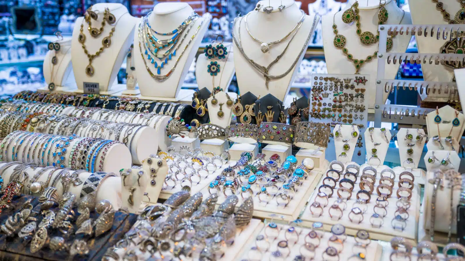 A jewelry stall in the Istanbul Bazaar.