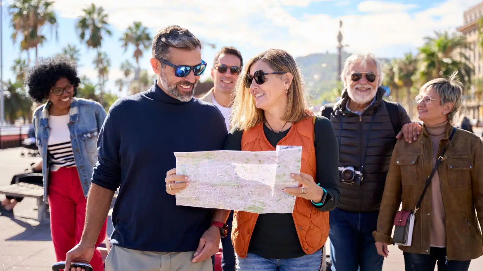 A group of tourists exploring a city.