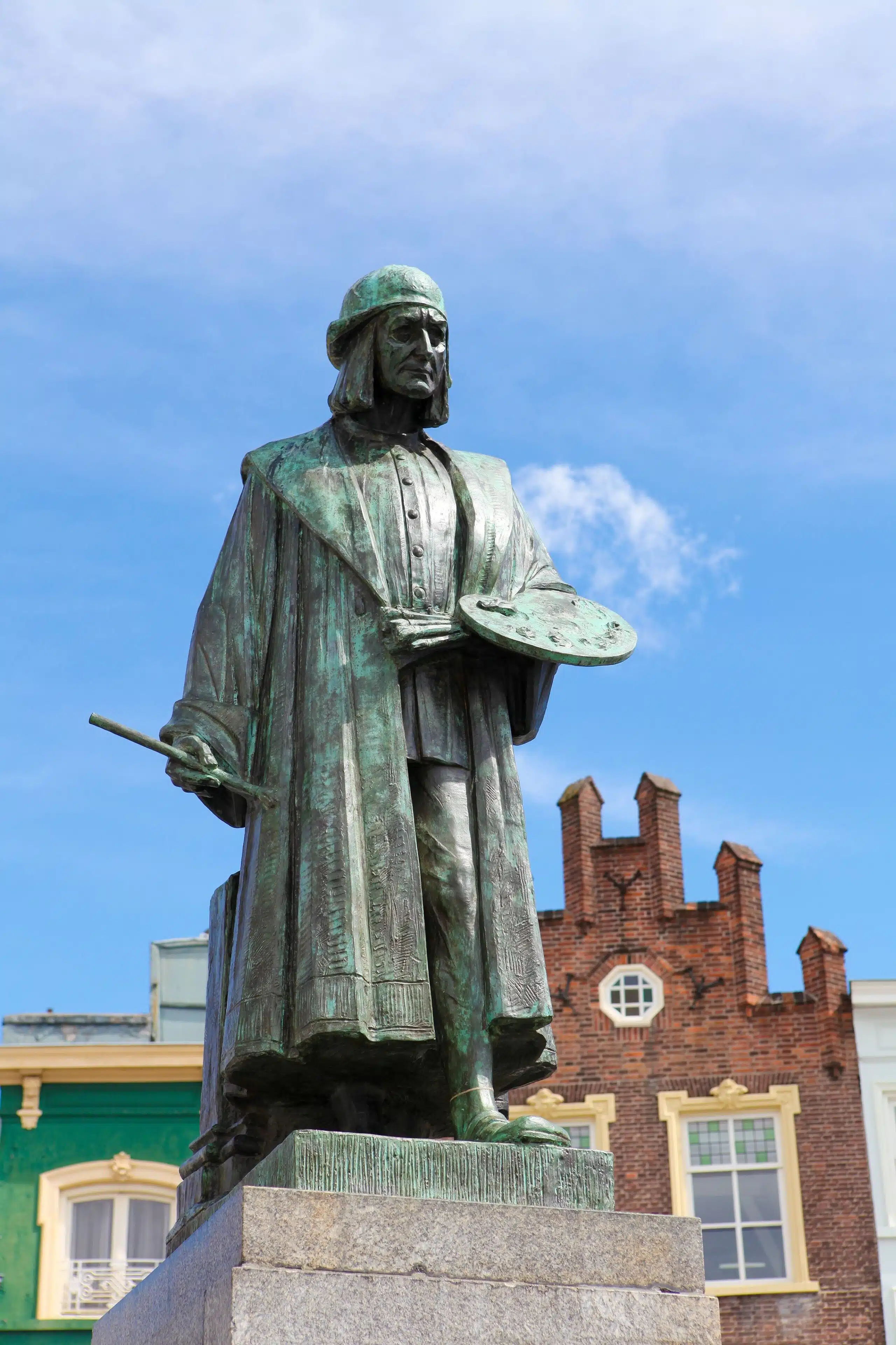A statue of Jheronumus Bosch in s-Hertogenbosch, celebrating the most famous person to call the city home.