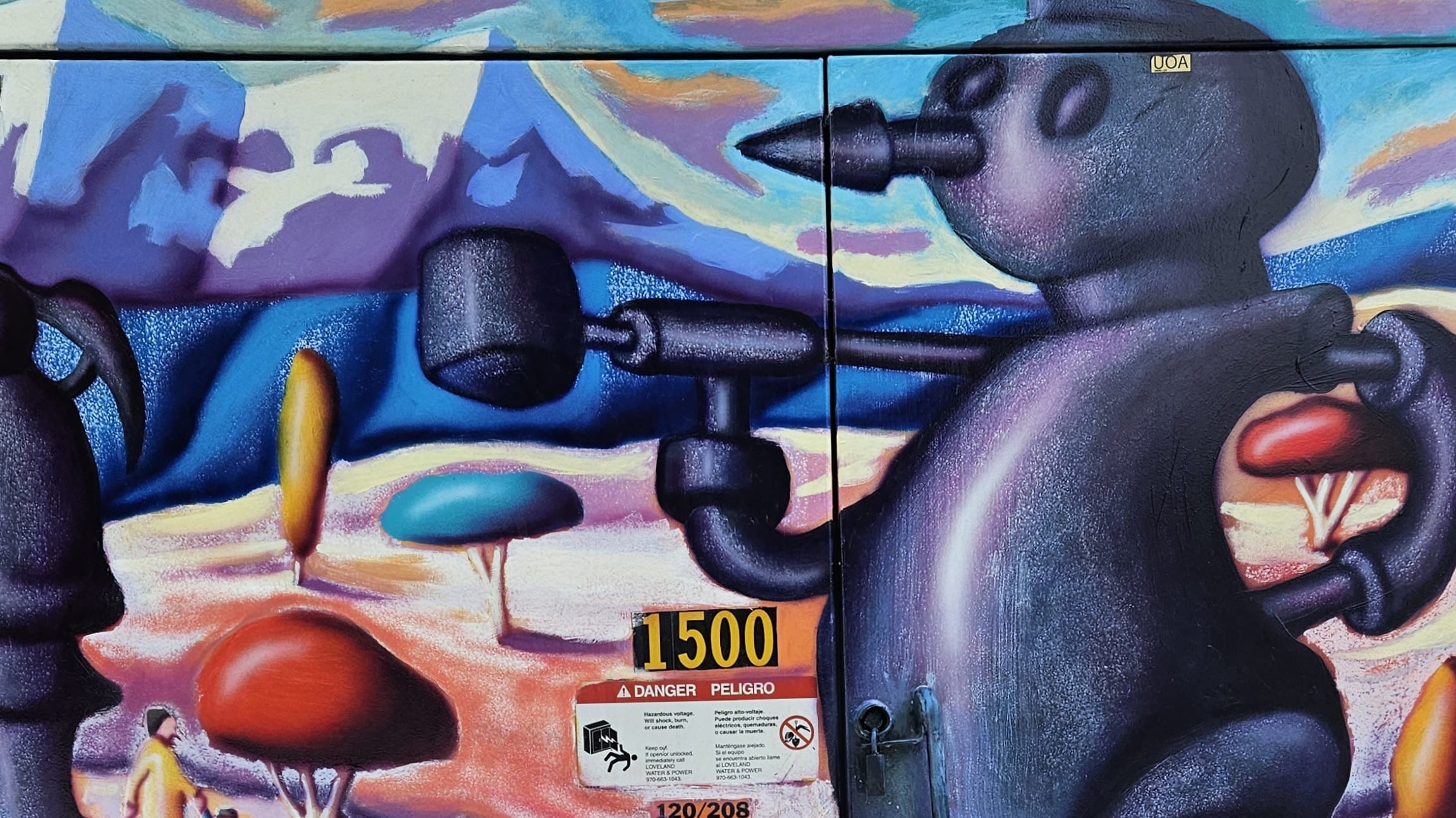 Artwork painted on a transformer box in Loveland, CO.