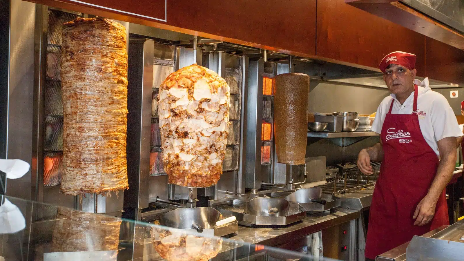 A cafe in Athens selling gyros and shawarma.