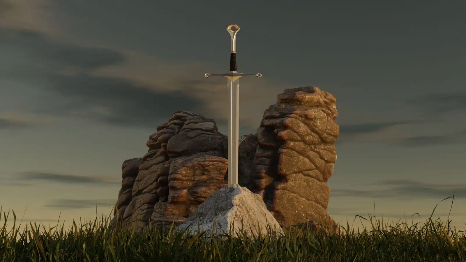 Illustration of Excalibur, the sword in the stone, to represent the legends of King Arthur.