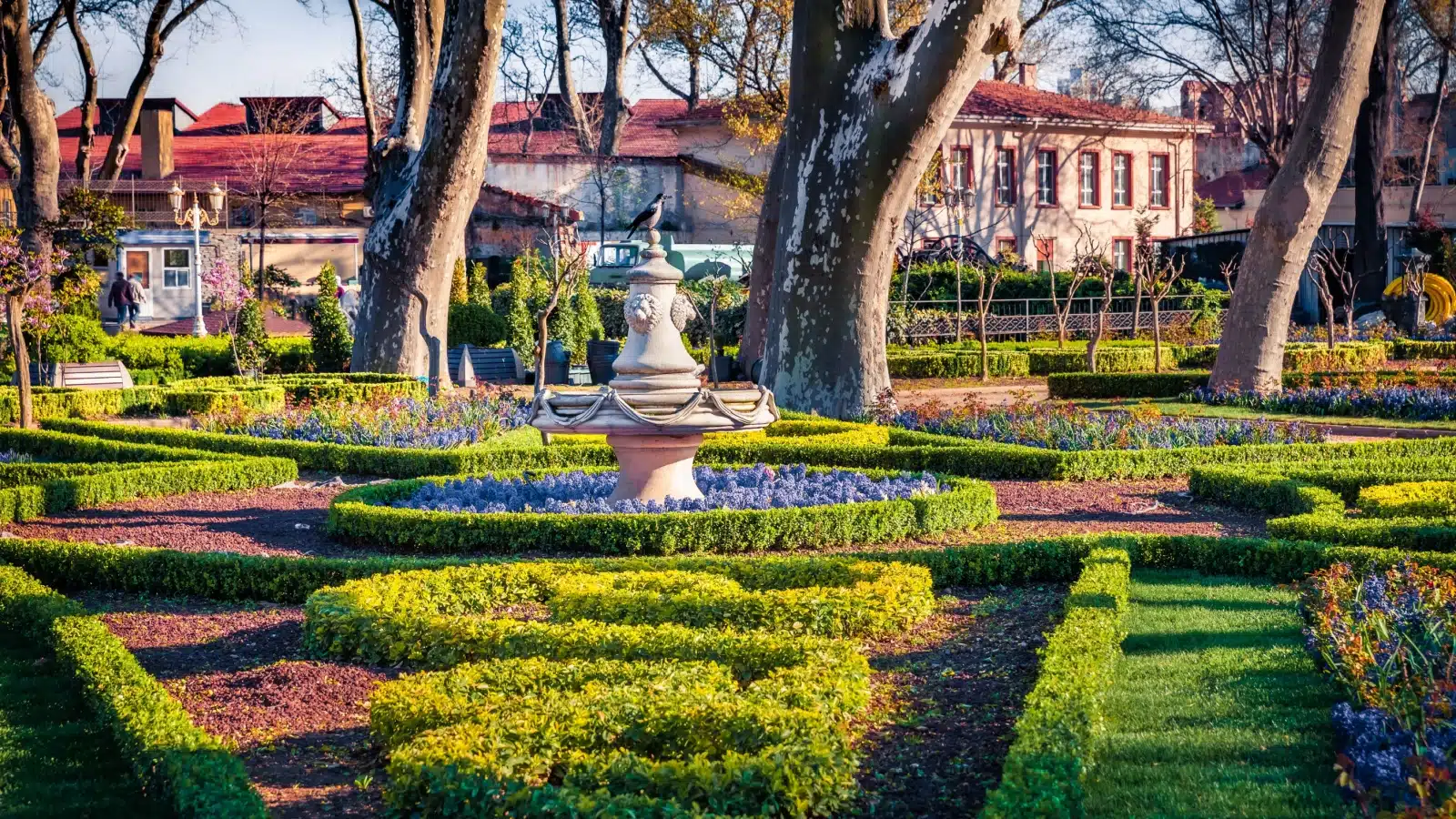 The lovely green garden in Gulhane Park, Istanbul.