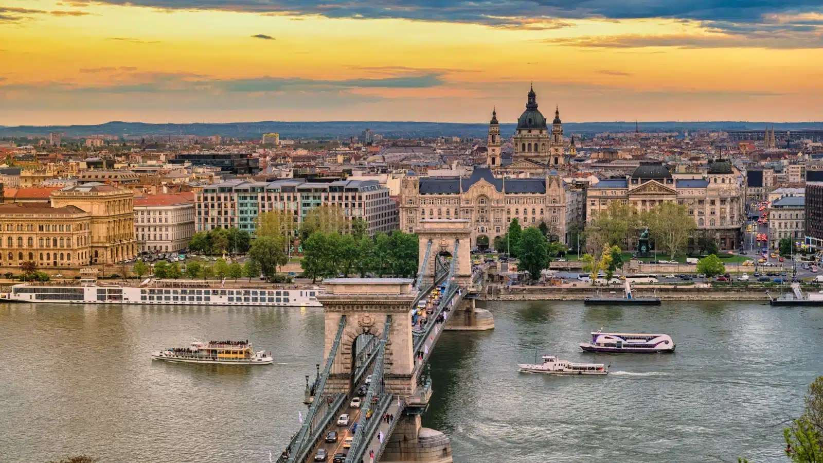 Budapest, Hungary skyline from the river.