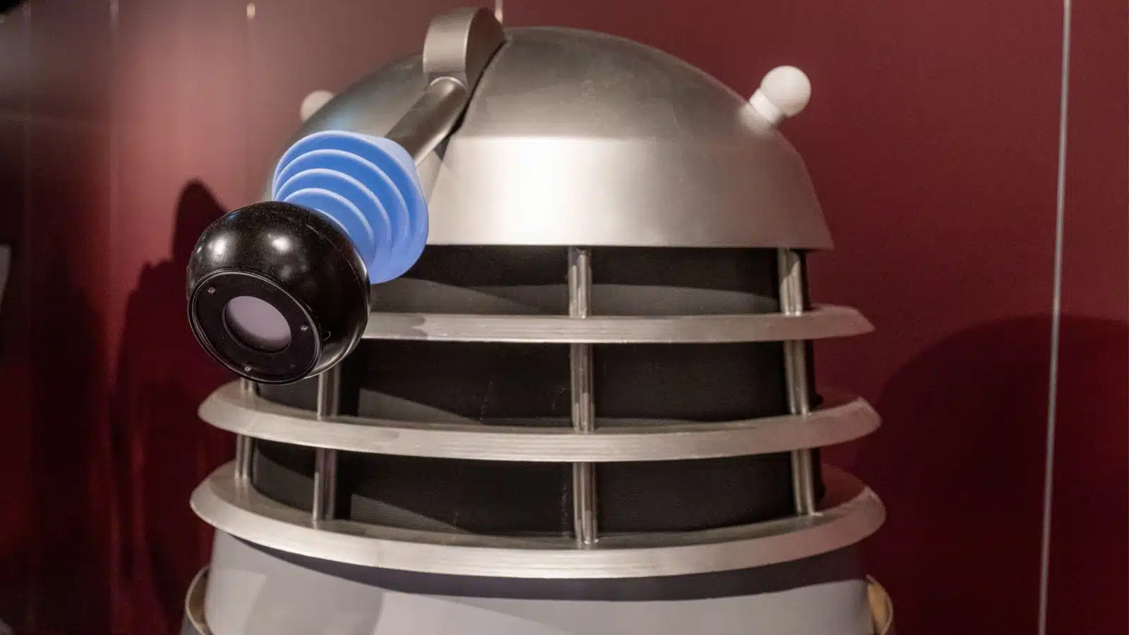 Cose up of a Dalek from Dr. Who at an exhibit in Liverpool, 2022.