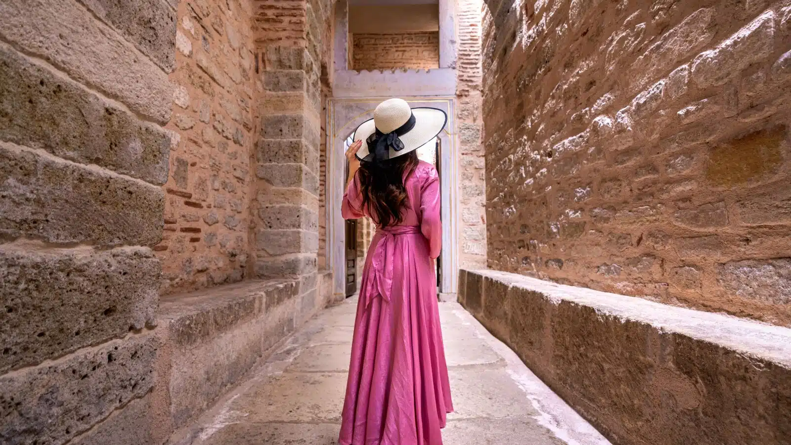 A tourist visiting ancient ruins.