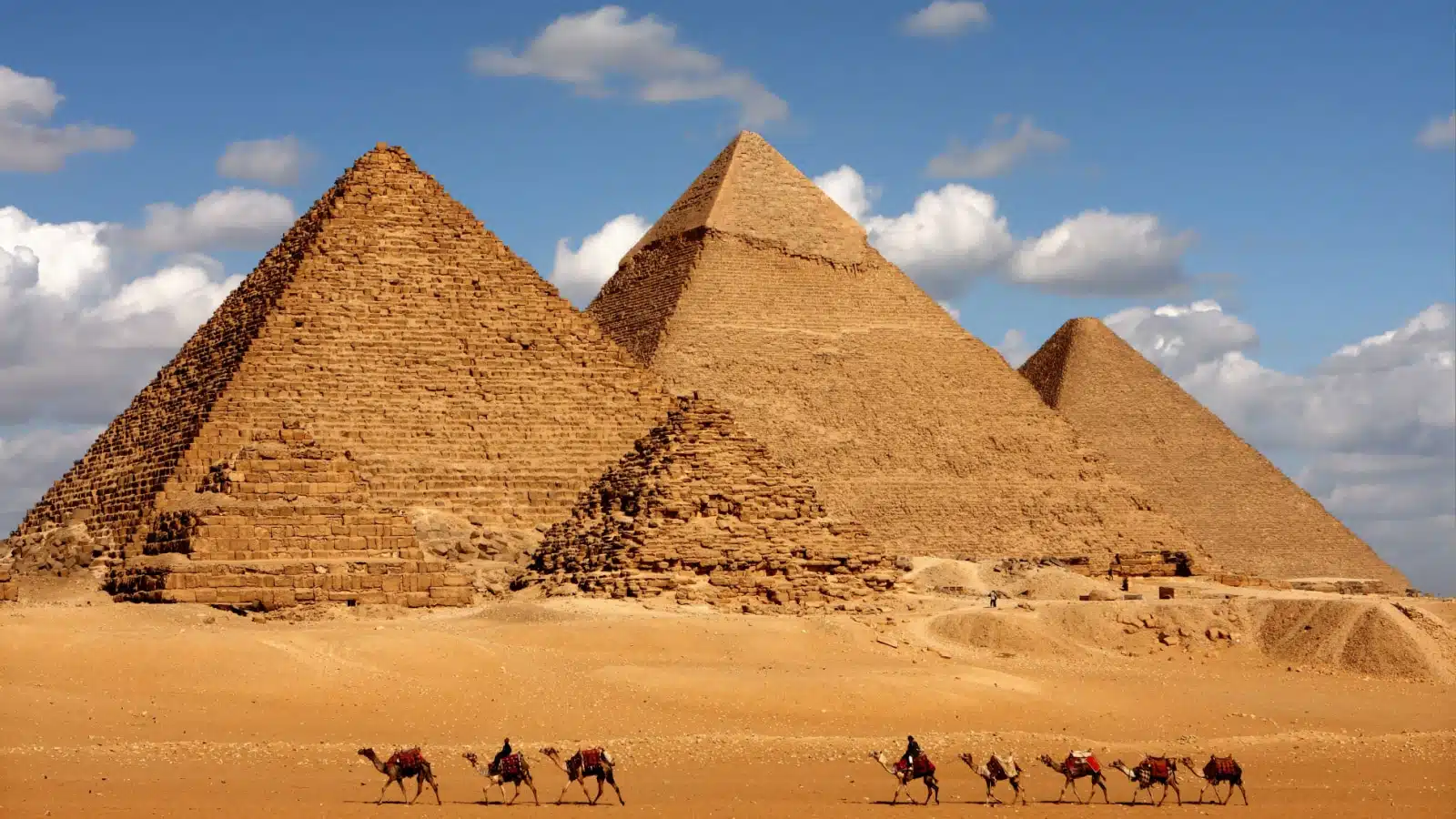 The Great pyramids of the Giza strip stand proud as one of the world's most famous historic landmarks.