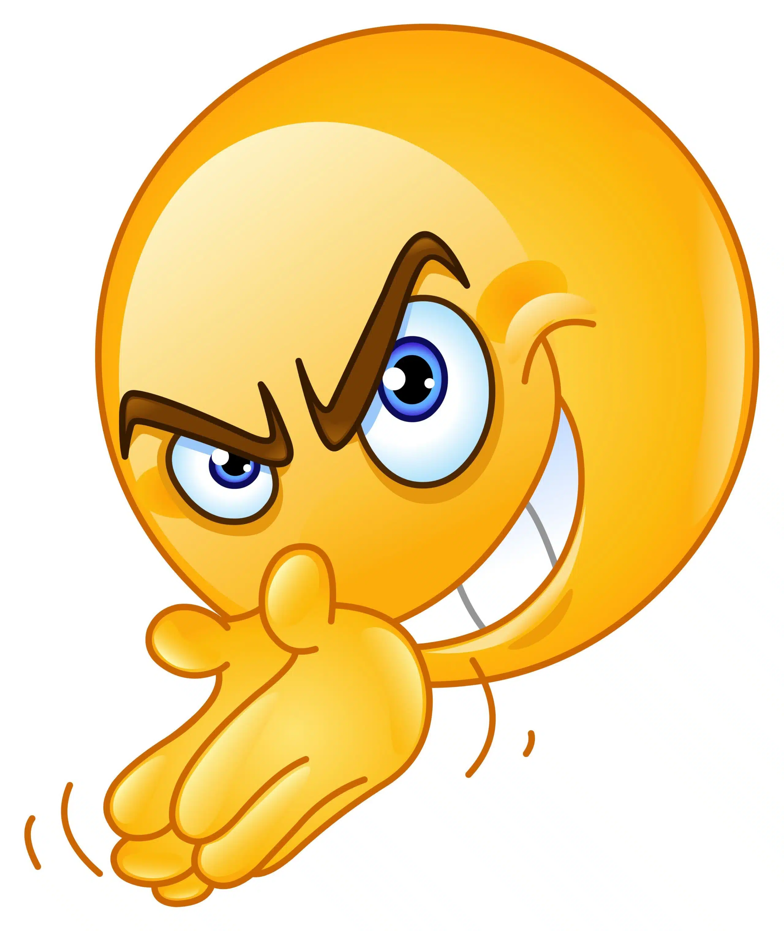 A devious looking emoticon, to represent character traits of lawful evil.