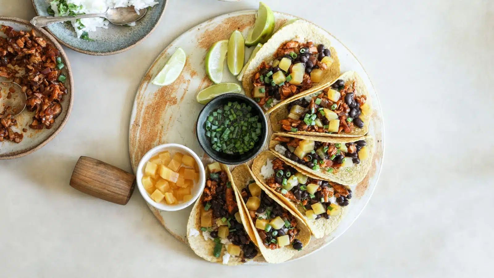 A tray of vegan tacos with potato.