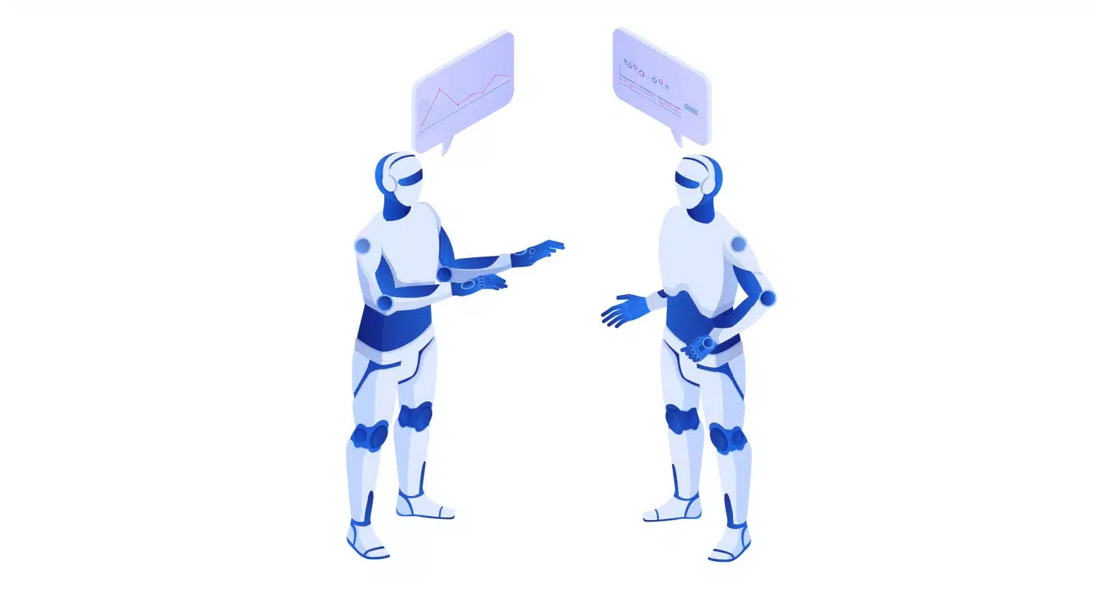 Two AI robots talking with one another.
