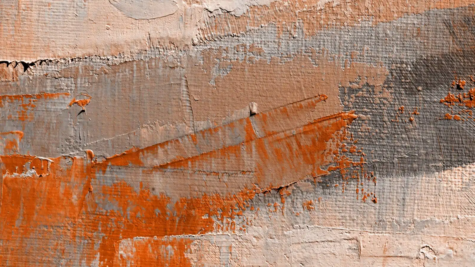 An abstract oil painting that uses a lot of orange and neutral orange colors.