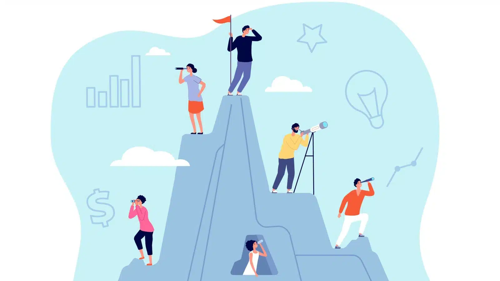 Graphic illustrating how people look at things from different perspectives.