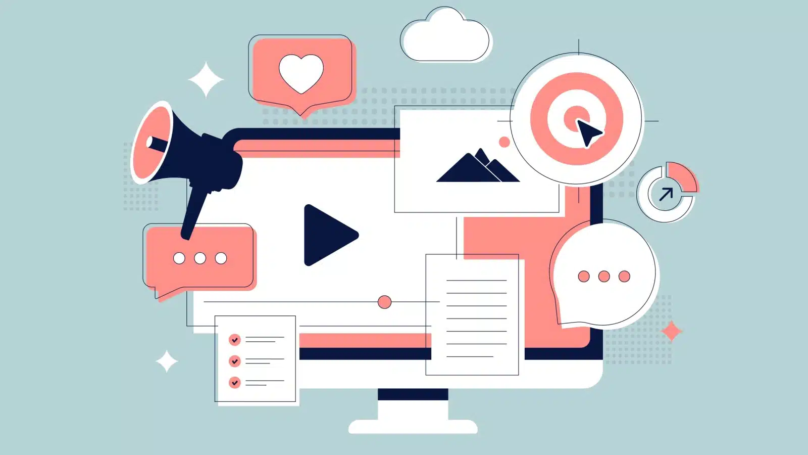 Graphic representing digital content like photos and videos that you could potentially sell online.