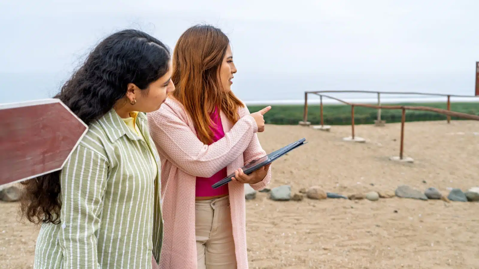 Tourists at a historical site.